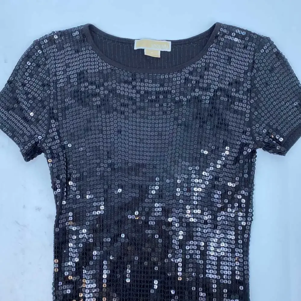 Michael Kors Black Sequin Short Sleeve Tee | Women’s S Regular